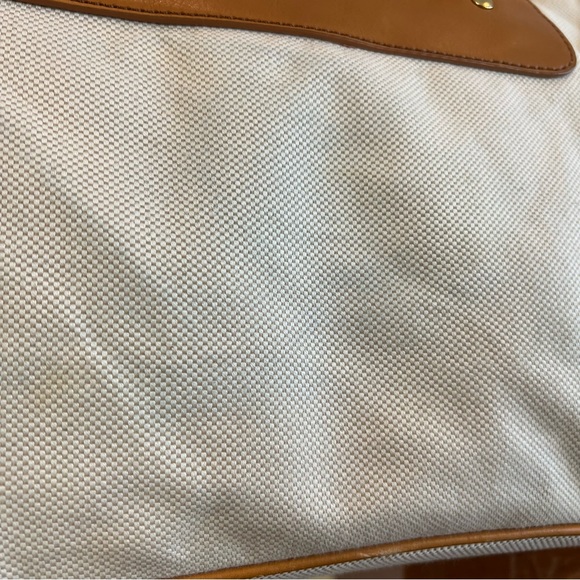 J. Crew Crossbody/Shoulder Bag/Handbag Cream Canvas and Tan Leather - Picture 11 of 13